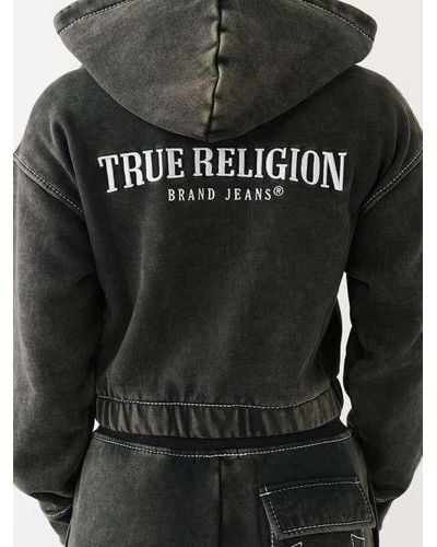 True Religion Vintage Wash Fleece Zip Hoodie - Black