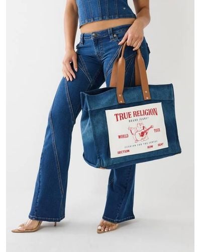 True Religion Denim Logo Tote Bag - Blue