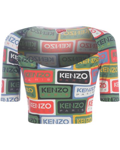 KENZO Top corto " Labels" - Grigio