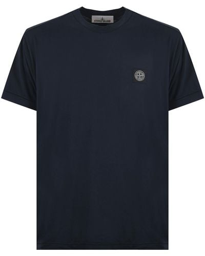 Stone Island T-shirt con patch logo - Blu