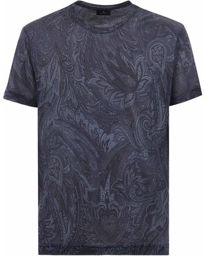 Etro T-Shirt Con Stampa Paisley - Blu