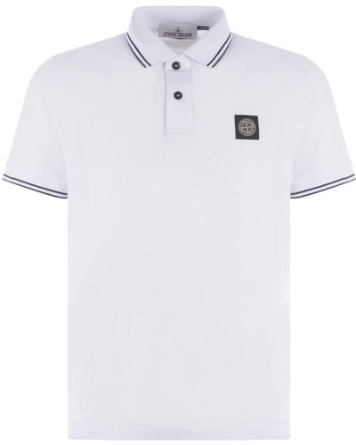 Stone Island Tipped Compass Patch Polo Shirt White - Bianco
