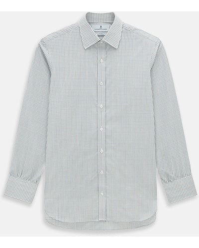 Turnbull & Asser Forest Green With Multi-hued Graph Check Mayfair Shirt - Blue