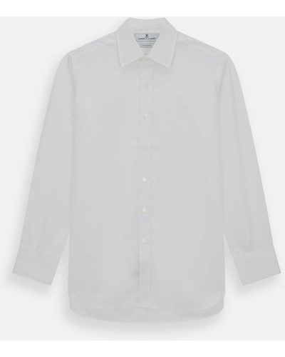 Turnbull & Asser Plain White Cotton Shirt With T&a Collar And Double Cuffs
