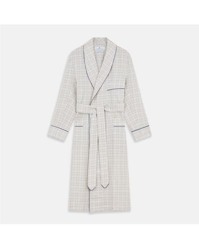 Turnbull & Asser Brown Multi Check Cotton-cashmere Gown - Multicolour