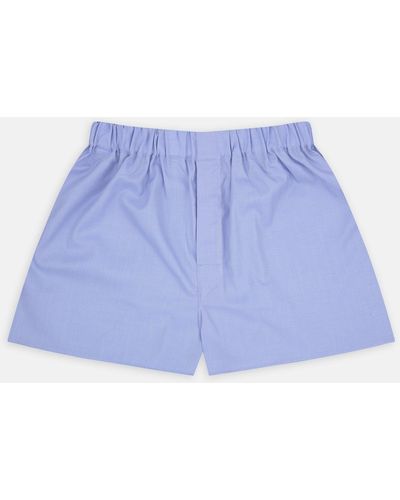 Turnbull & Asser Blue Herringbone Sea Island Quality Cotton Boxer Shorts