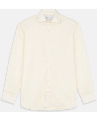 Turnbull & Asser Tailored Fit Cream Cotton Shirt With Kent Collar And Double Cuffs - Natural