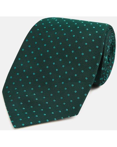 Turnbull & Asser Dark Green Micro Dot Silk Tie