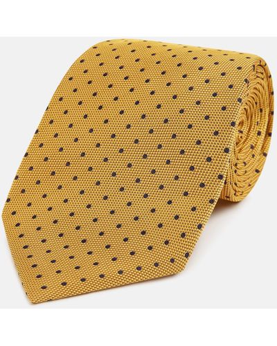 Turnbull & Asser Navy And Yellow Micro Dot Silk Tie - Metallic