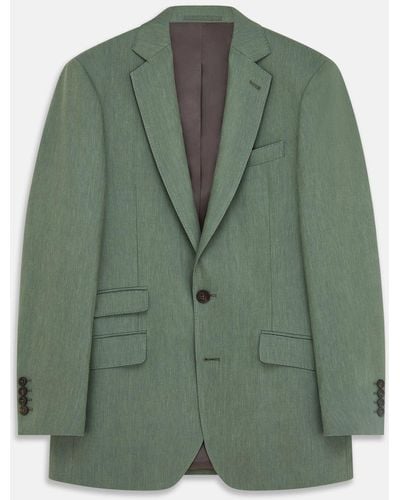 Turnbull & Asser Green Wool And Linen Blend Barrington Blazer