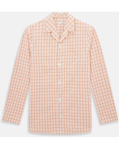 Turnbull & Asser Orange Graph Overlay Check Pyjama Shirt - Pink