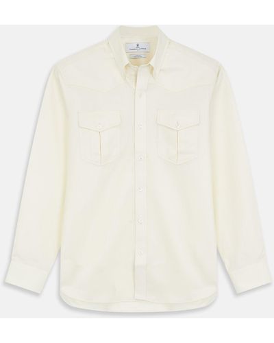 Turnbull & Asser Cream Weekend Fit Larkin Shirt With Dorset Collar And 3-button Cuffs - Natural