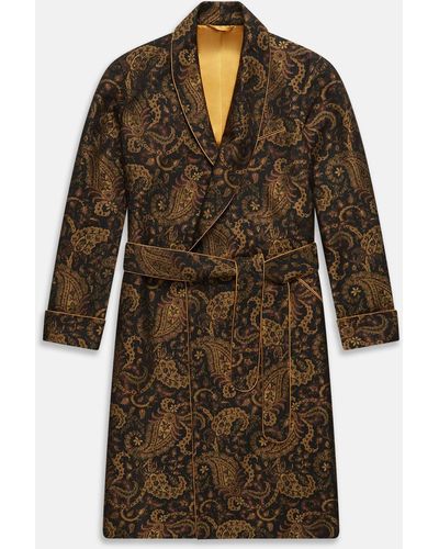 Turnbull & Asser Gold Multi Floral Cotton, Wool & Silk Jacquard Pierce Gown - Multicolour