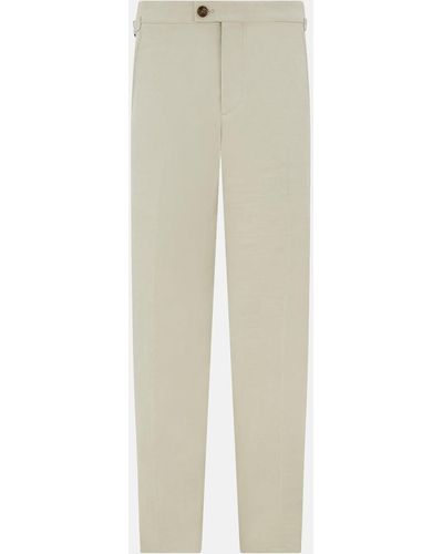 Turnbull & Asser Taupe Linen Henry Trousers - Natural