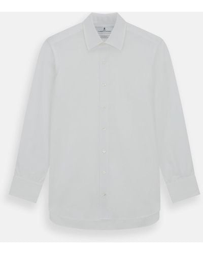 Turnbull & Asser Plain White Cotton Shirt With T&a Collar And 3-button Cuffs