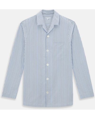 Turnbull & Asser Blue Shadow Pinstripe Pyjama Shirt