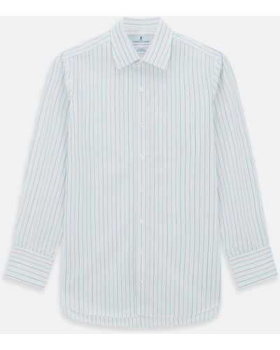 Turnbull & Asser Pink And Green Wide Pinstripe Mayfair Shirt - White