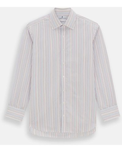 Turnbull & Asser Pink And Blue Multi Double Pinstripe Mayfair Shirt - White