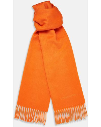 Turnbull & Asser Orange Purled Fringe Cashmere Scarf