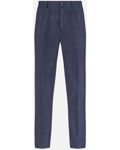 Turnbull & Asser Midnight And Green Check Rupert Trousers - Blue