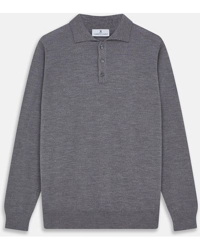 Turnbull & Asser Grey Merino Wool Cecil Polo Shirt
