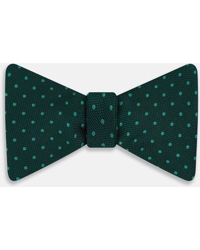 Turnbull & Asser Dark Green And Navy Micro Dot Silk Bow Tie