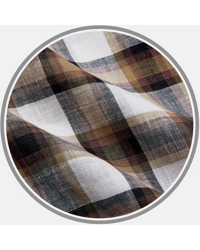Turnbull & Asser Brown Multi Check Linen Fabric