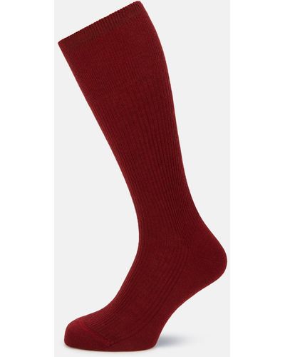 Turnbull & Asser Burgundy Mid-length Merino Socks - Red