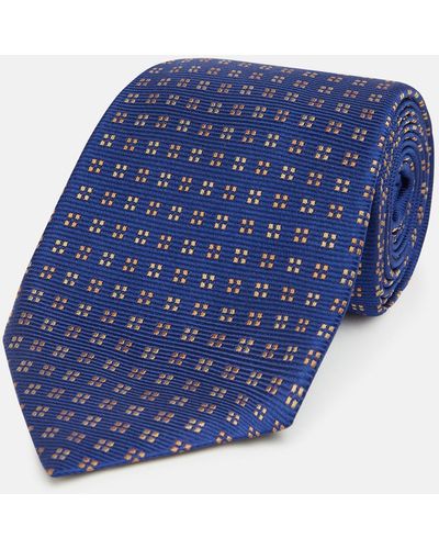 Turnbull & Asser Bronze And Blue Multi Dot Silk Tie