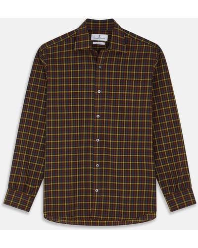 Turnbull & Asser Blue, Yellow And Red Multi Check Wool Weekend Fit Finch Shirt - Brown