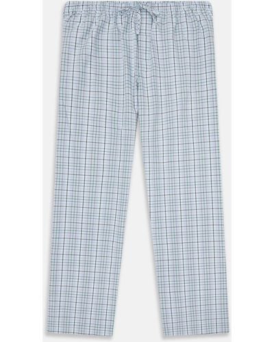 Turnbull & Asser Blue And Green Multi Track Check Pyjama Trousers
