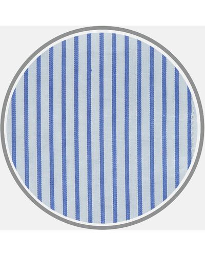 Turnbull & Asser Blue Half Bengal Stripe Cotton Fabric