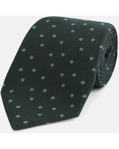 Turnbull & Asser Pale Blue And Green Micro Dot Silk Blend Tie