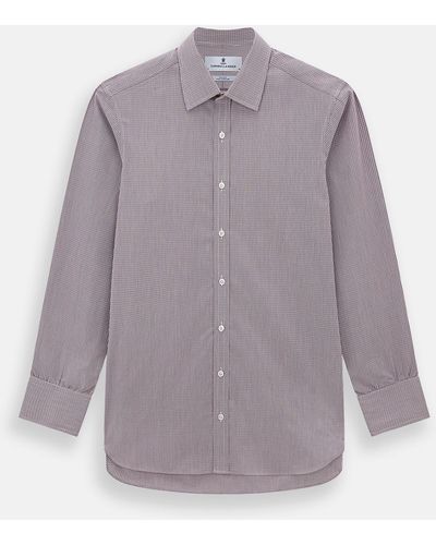 Turnbull & Asser Burgundy Micro Shadow Check Mayfair Shirt - Purple