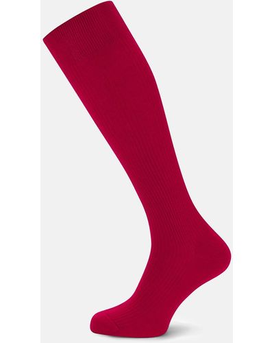 Turnbull & Asser Red Long Merino Wool Socks