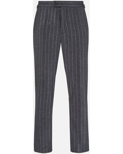 Turnbull & Asser Charcoal Pinstripe Henry Trousers - Grey