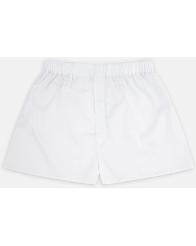 Turnbull & Asser White Herringbone Sea Island Quality Cotton Boxer Shorts