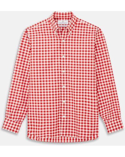 Turnbull & Asser Burgundy Multi Check Cotton Weekend Fit Hayne Shirt - Red