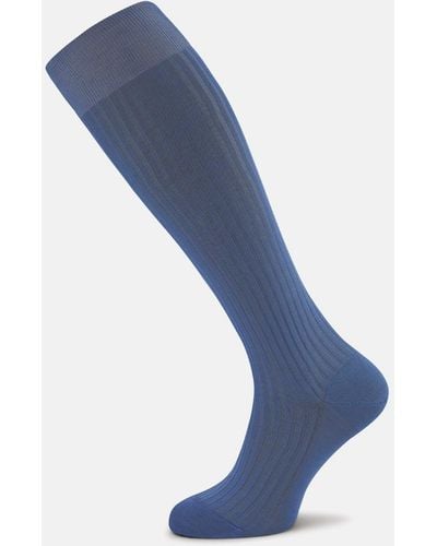Turnbull & Asser Denim Blue Long Cotton Socks