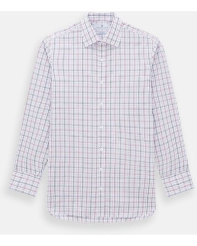 Turnbull & Asser Purple And Blue Multi Check Mayfair Shirt - White