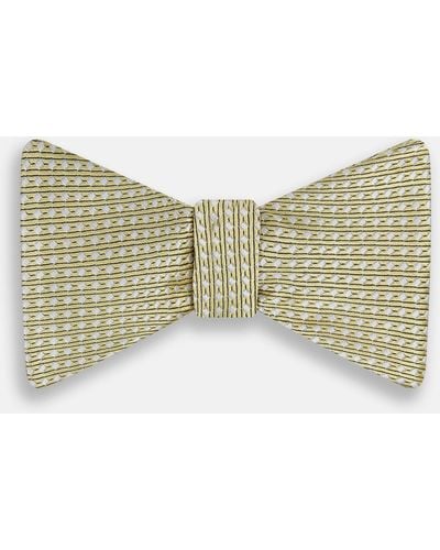 Turnbull & Asser Gold And White Square Silk Bow Tie - Blue