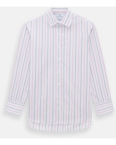 Turnbull & Asser Pink And Blue Multi Stripe Mayfair Shirt - White