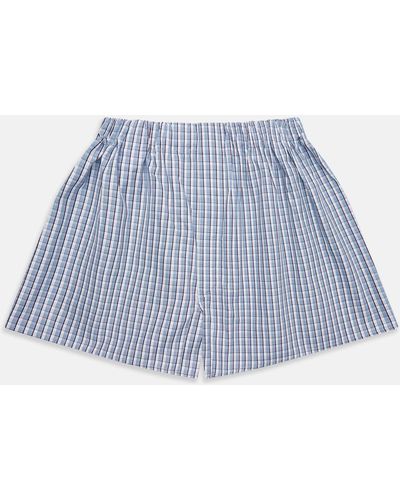 Turnbull & Asser Blue And White Check Cotton Godfrey Boxers