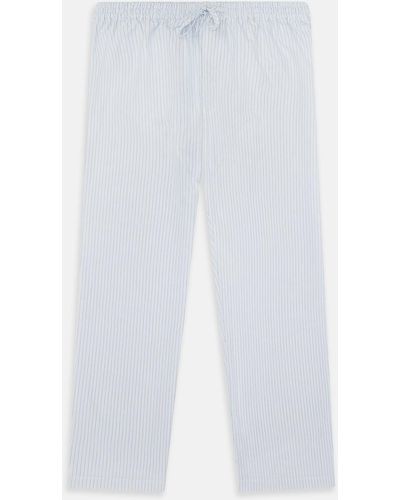 Turnbull & Asser Blue Multi Pinstripe Pyjama Trousers - White