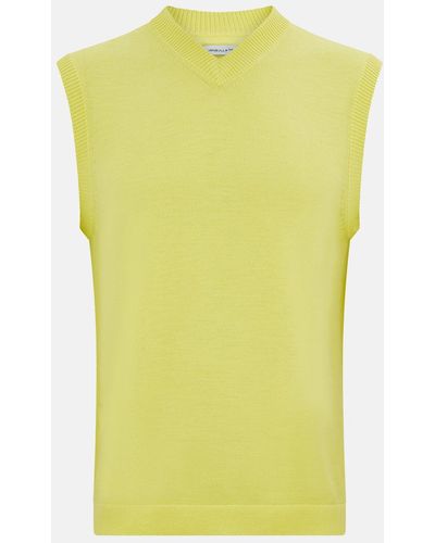 Turnbull & Asser Bright Yellow Fine Merino V-neck Vest