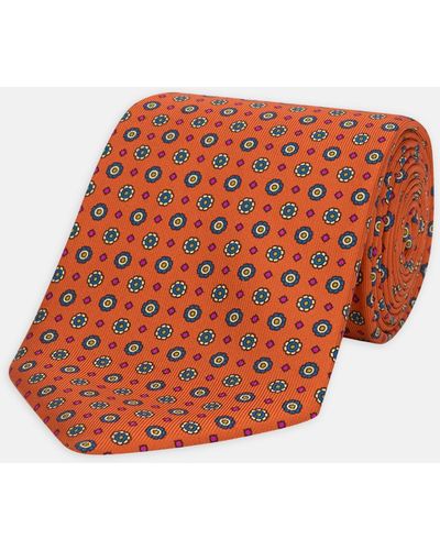 Turnbull & Asser The Great Gatsby Orange Printed Silk Tie