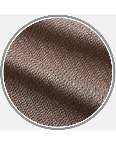 Turnbull & Asser Plain Brown Cotton Melange Fabric