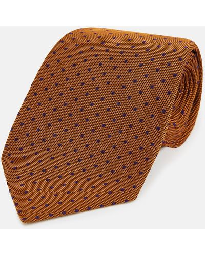 Turnbull & Asser Purple And Orange Micro Dot Silk Tie - Brown