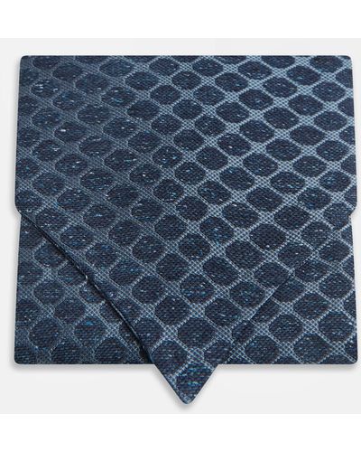 Turnbull & Asser Navy Grid Silk Cravat - Blue