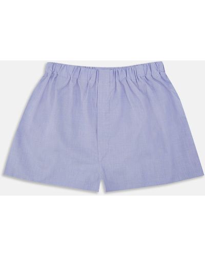 Turnbull & Asser Blue End-on-end Cotton Boxer Shorts